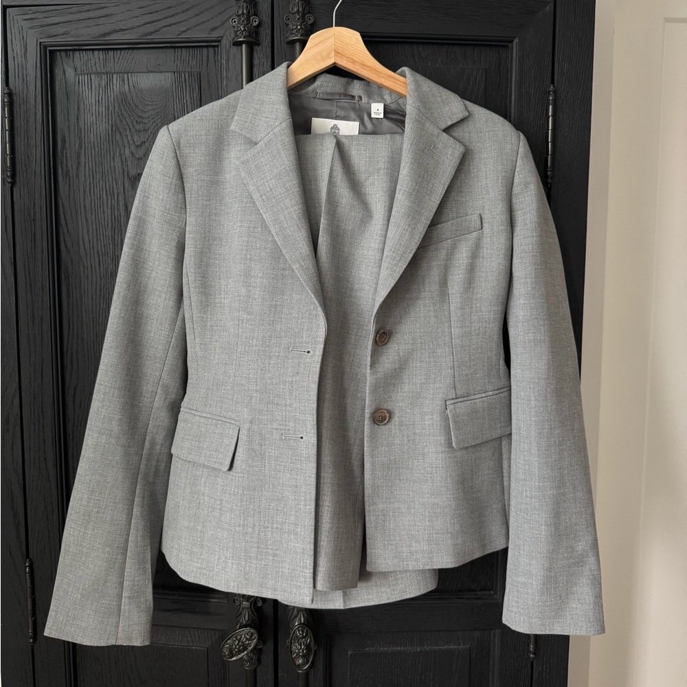 Babaton Light Gray Wool Blend Blazer